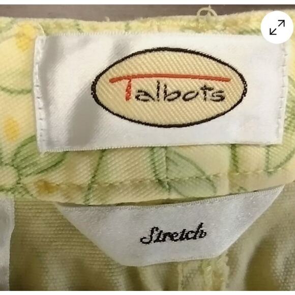 Talbots Womens Yellow Crop Pants 8 Spring Floral Stretch Pockets Preppy - Picture 8 of 9